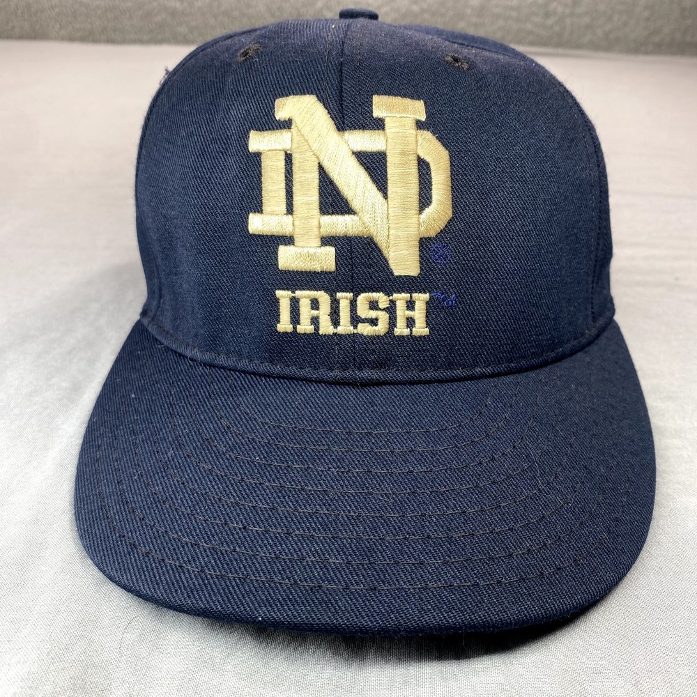 VINTAGE Notre Dame Fighting Irish Hat Cap Snap Back Blue‎ Pro Line Made in USA